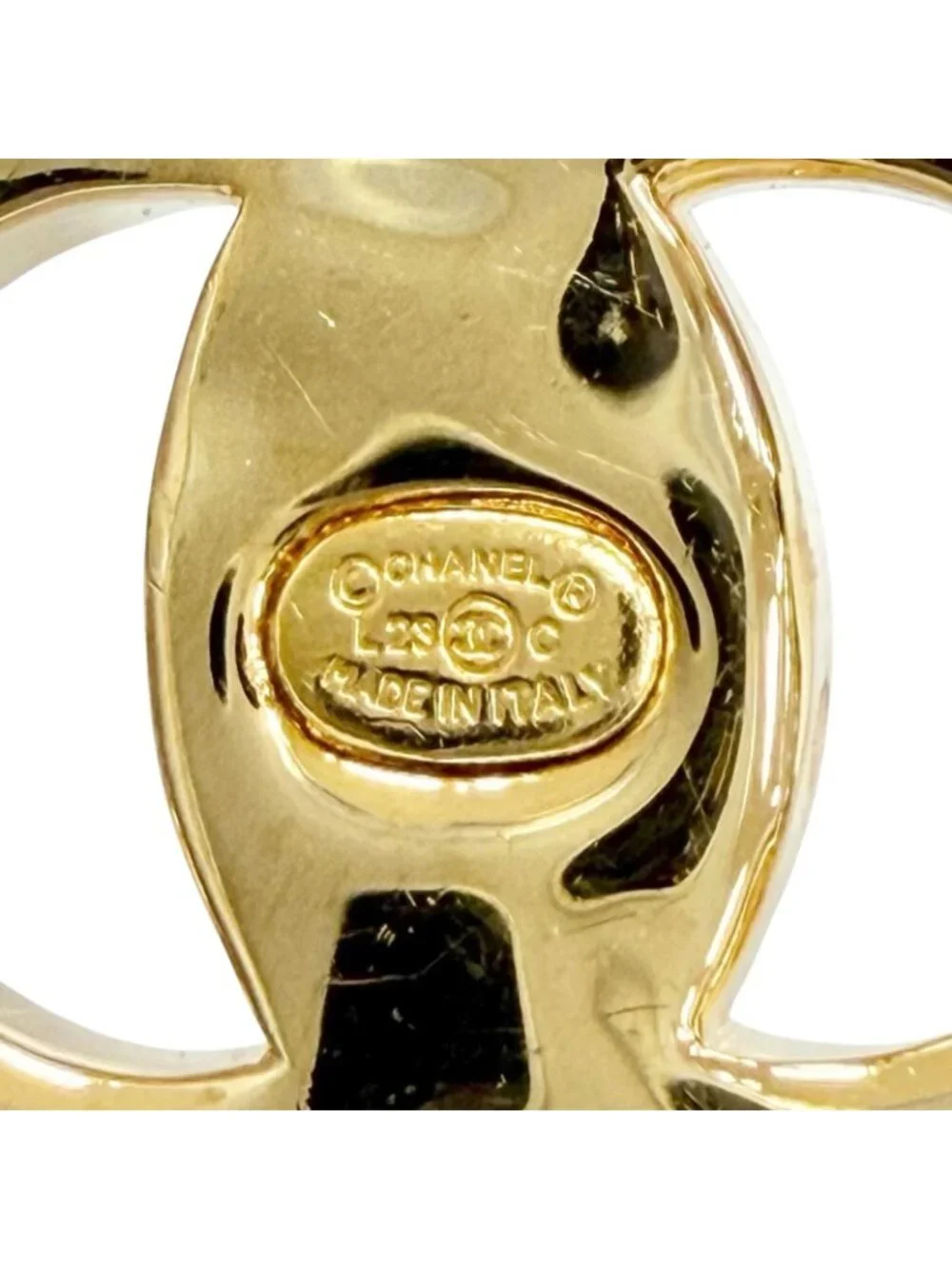 Chanel CC Logo Heart Crystal Rhinestone Earrings for Both Ears Gold